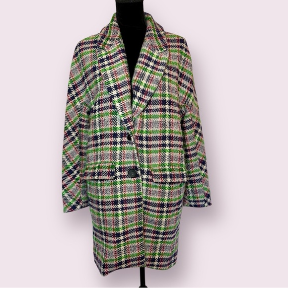 ASTR The Label Keller Plaid Wool Blend Coat Plaid Size Medium - Picture 2 of 15